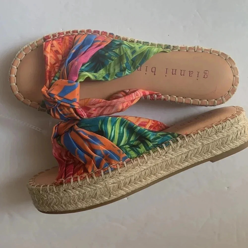 Gianni Bini Knot Espadrilles Wedge Women’s Sandals Sz 5.5 New - Picture 1 of 11